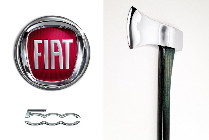 Fiat 500 logo y hacha