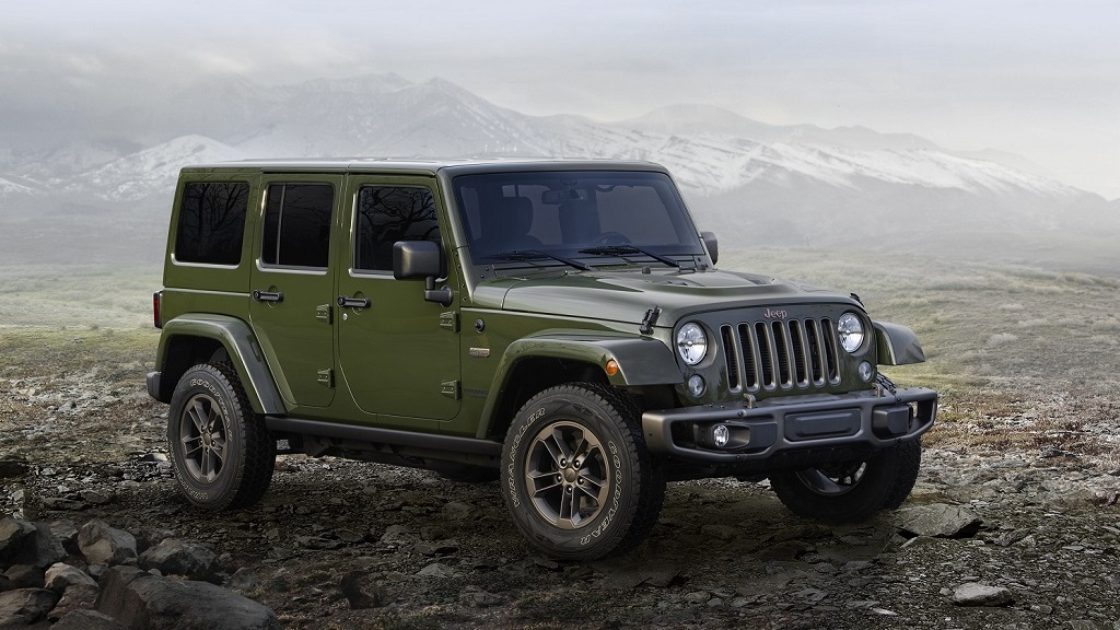 Jeep Wrangler 75 aniversario frontal tres cuartos