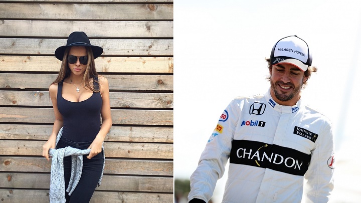 Viki Odinctova y Fernando Alonso